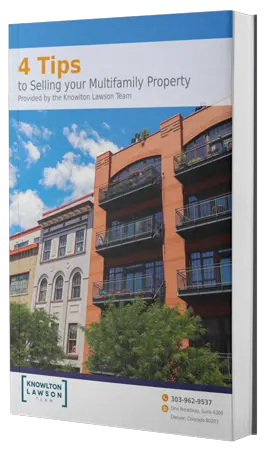 Mockup of free ebook titled, 4 Tips Selling Multifamily Property.